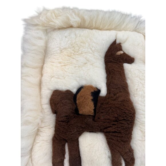 Alpaca Wool Handmade Wall Hanging 22"x16" Brown & White Accent - Picture 6 of 8